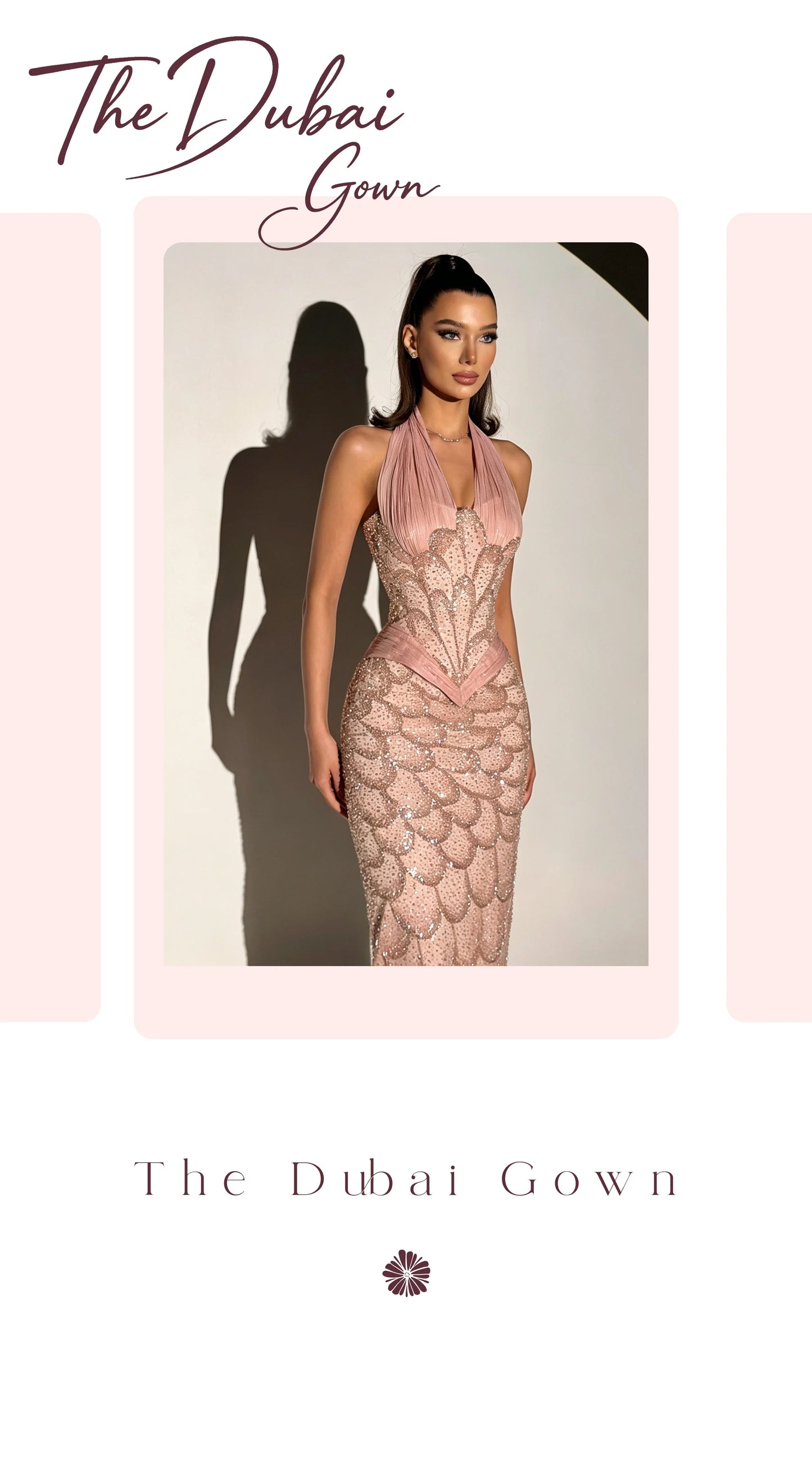 Elegant Pink Halter Neck Strapless Sleeveless Floor Length Mermaid Formal Gown Featuring Sequin and Bead Embellishments
