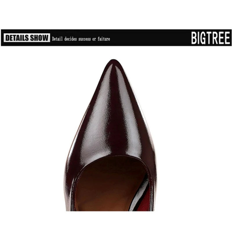 Women Korean Vintage Soft Split Cow Leather Pointed Pumps Simple Single Metal Buckle Strap Mid Chunky Heel Comfort Office Daily