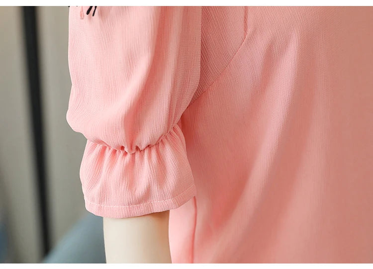 Women Summer Blouses 2024 Short Sleeve Chiffon Women Blouse Shirt Sexy Slash Neck Off Shoulder Top Womens Tops And Blouses B155