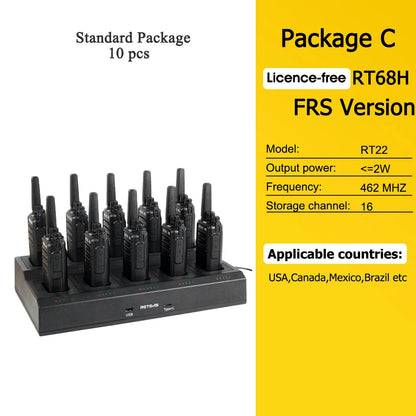 Retevis RT668H Walkie Talkie 10Pcs PMR446 License Free Hidden Screen Long Range Communication Walkie-talkies for Hotel Factory