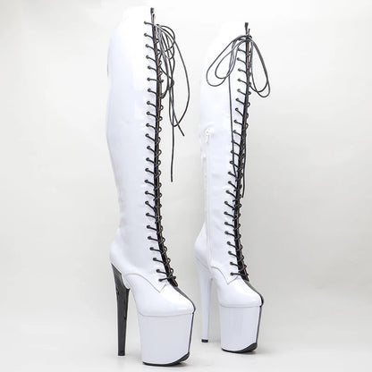 Leecabe 20CM/8inches Two Color Patent Upper Fashion Lady High Heel Platform Pole Dance Boots