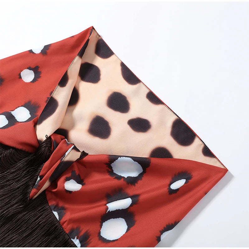 Fashion Vintage Printed Tassel Square Scarf Women Fringe Patchwork Shawl Waist Seal Accessories 2026 Spring Summer Street Shawls