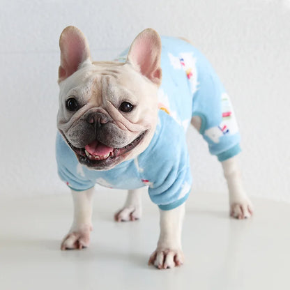 Multi Colors Winter Thick Furry Dog Clothing 4 Legged Fat Dog French Bull Sweatshirts Full Cover Pet Puppy Jumpsuit