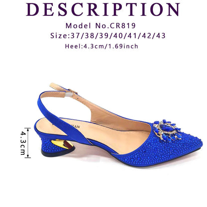 Purple 2024 Italian Design Girly Style Opend Toe Shoes And Bag Full Diamond Decoration with Appliques for Wedding Party