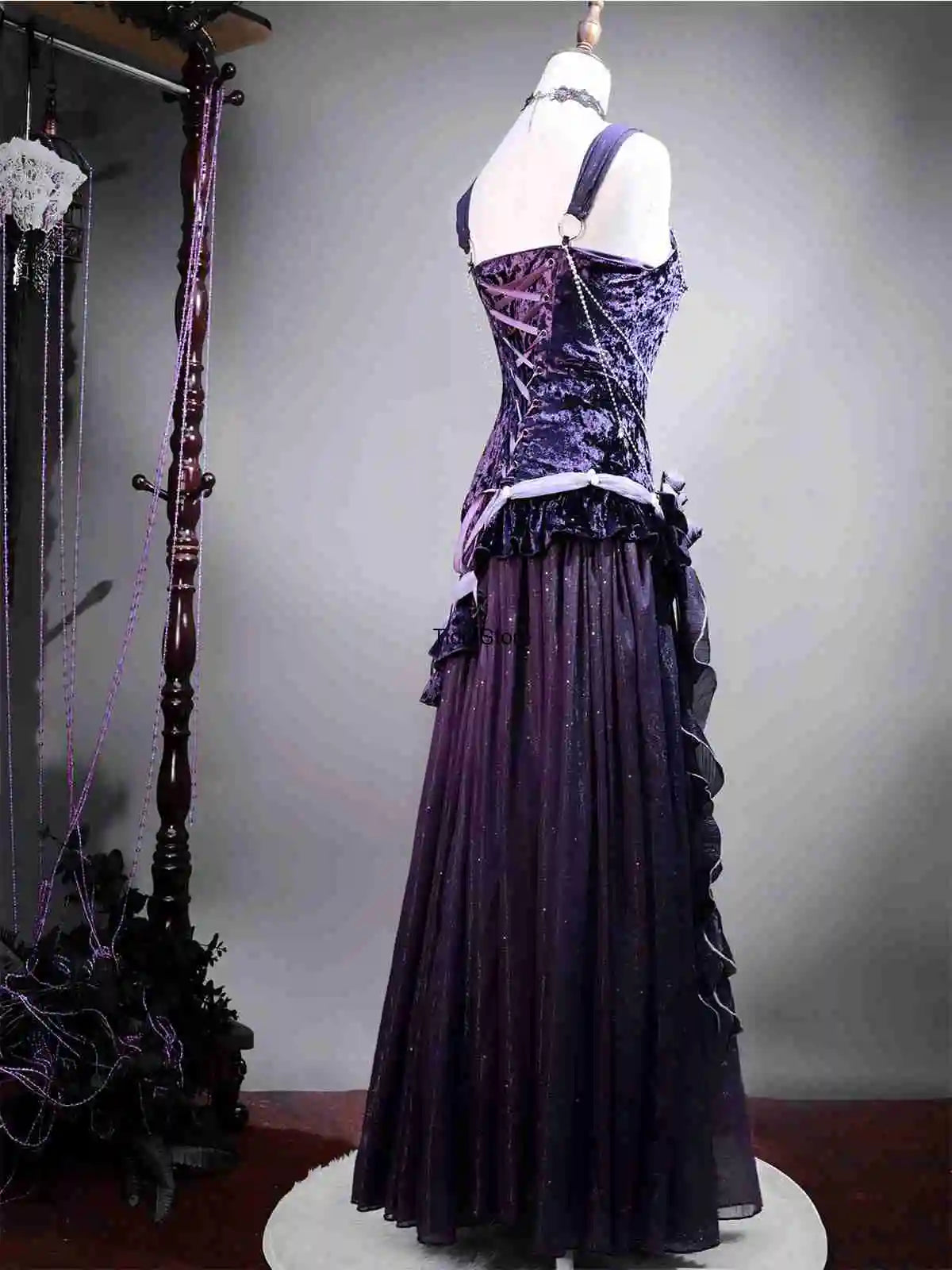 Mysterious Nocturne Velvet Elegant Mermaid Dress Elegant Gown Strap Dress Lolita Purple Evening Party Long Dresses