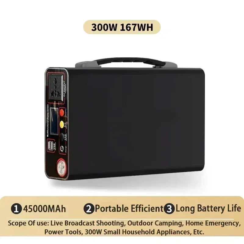 300W 220V 90000mAh Portable Power Station  Solar Generator Outdoor Camping Emergency Mobile Power Bank LiFePO4 Backup Battery