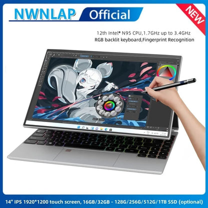 14-inch IPS touch screen computer tablet laptop N95 office business notebook 16G RAM 128G - 1TB SSD RGB WINDOWS 11 Touch ID