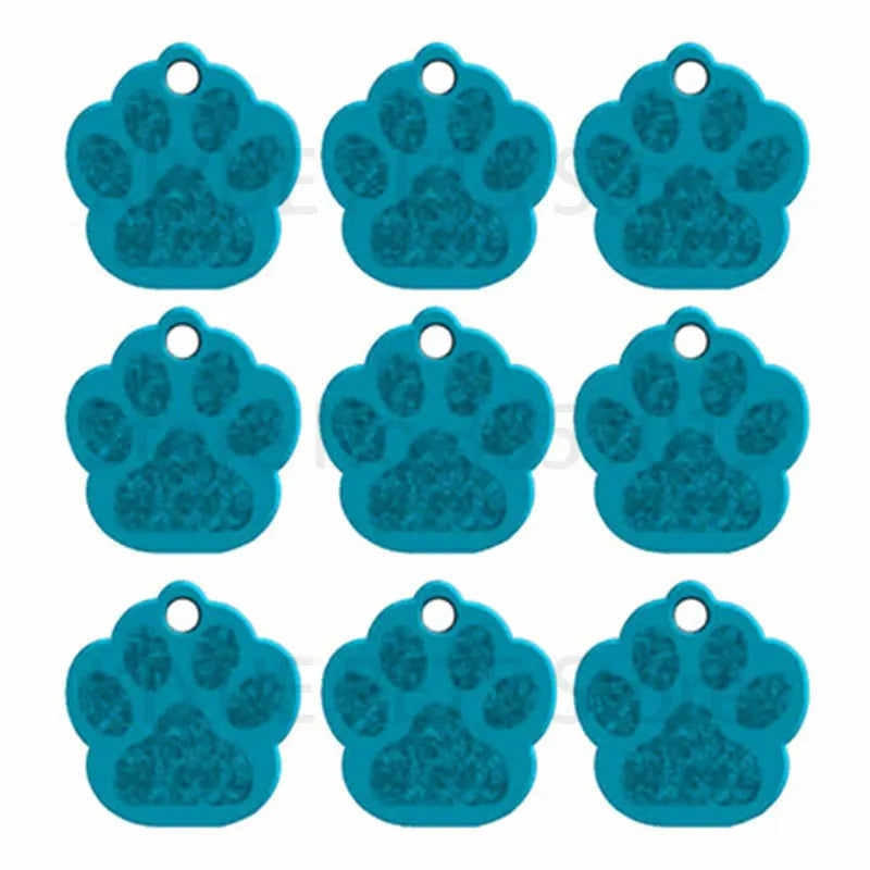 Wholesale 100Pcs Paw Pet Dog ID Tag Custom Engraved Name Plate Phone Dogs ID Tags Personalized Aluminum Pet Pendant Key Chain