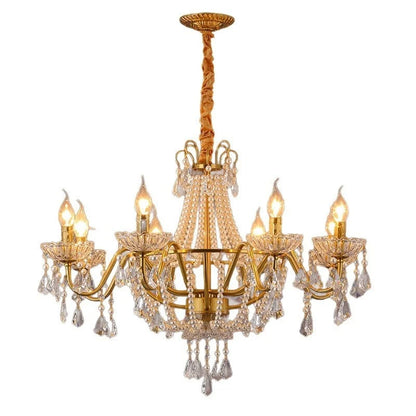 French Candle E14 Led Chandelier Villa Stairs Pearl Crystal Led Pendant Lights Hotel Art Decor Suspend Light Led Luminarias