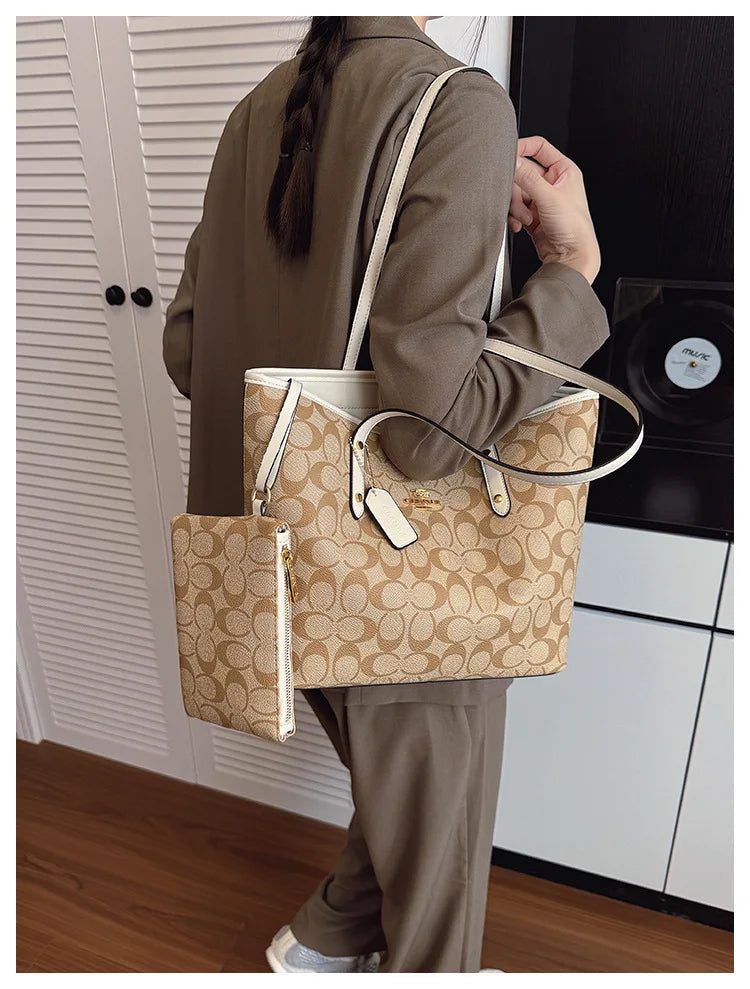 European and American Fashion Printed Large Capacity Women's Bag 2026 New Trendy Retro Luxury Single Shoulder Tote Bag