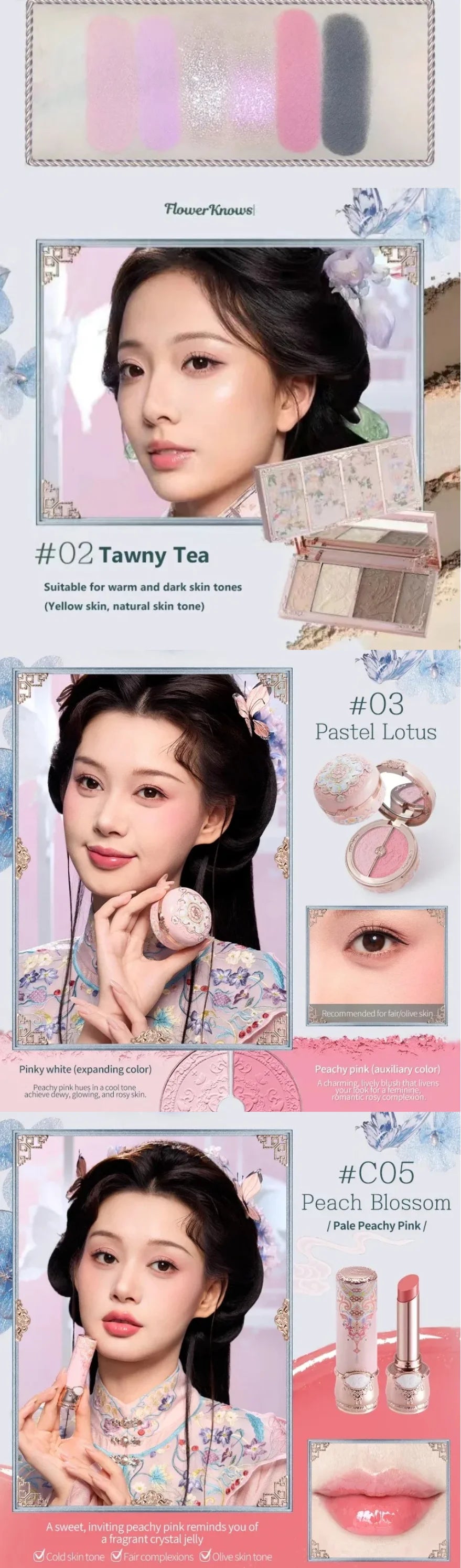Flower Knows Set Midsummer Fairytales Make up Gift Box Eye Brow Palette Powder Blusher Eyebrow Concealer Lipgloss For Women