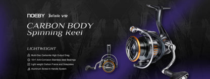 Noeby Aluminum Spinning Fishing Reel 2500 3000 4000 5000 6000 Series Zinc Alloy Gear 5.2:1 Ratio Sea Spool Max Drag 18-25kg Reel