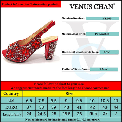 Summer Italian Latest Design Ladies Luxury Rhinestone High Heel Shoes and Bag Set To Go To Wedding Christmas Party Wear