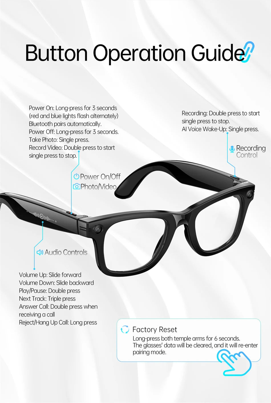 Smart Glasses 13MP HD Camera 4K Video Antishake Recording AI Translation Bluetooth Call Music Photo Recognition Sport Sunglasses