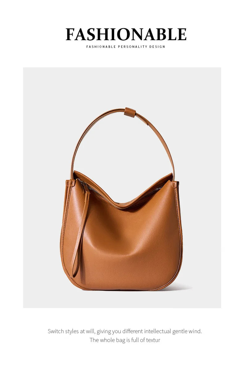 Women's Genuine Grade Cow Leather Bag Luxury Designer Ladies Shoulder Crossbody Purse Bag Female Cowhide Large Capacity Tote Bag