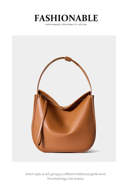 Women's Genuine Grade Cow Leather Bag Luxury Designer Ladies Shoulder Crossbody Purse Bag Female Cowhide Large Capacity Tote Bag