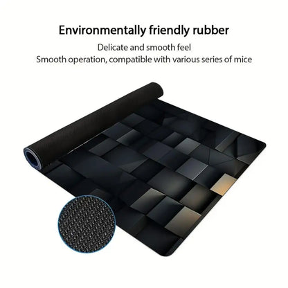 Black Gray Geometric Square Large  Gaming Mouse Pad Non-Slip Base Rubber Extended E-sports Keyboard Desk Mat Mousepad Anti-Slip