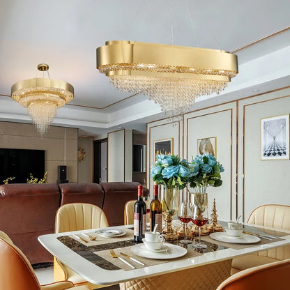 Luxury Crystal LED Hanging Chandeliers Italian Design Modern Pendant Lights Living Dining Room Home Restaurant Lighting Fixtures