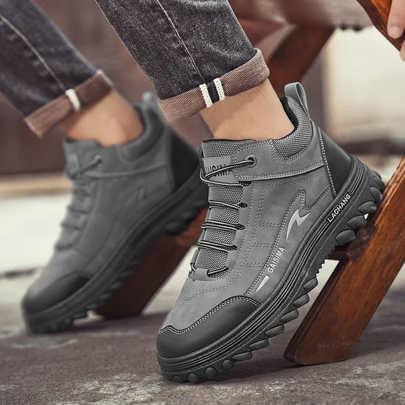 British Style Men's Motorcycle Boots High Top Tooling Shoes For Men Casual Boots Fashion Leather Ankle Boots Man Platform Boots