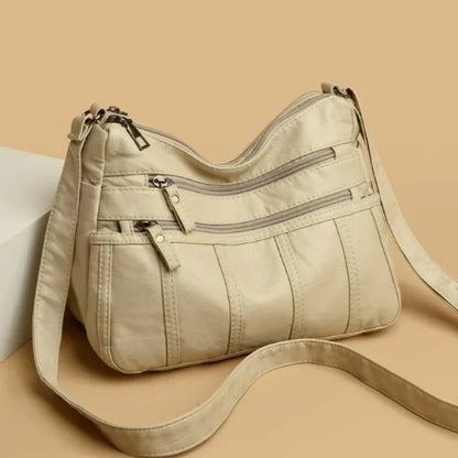 Fashion Soft Leather Crossbody Bags for Women 2026 Casual Female Multi Pocket Messenger Bags Retro Handbags Ladies Shoulder Bags