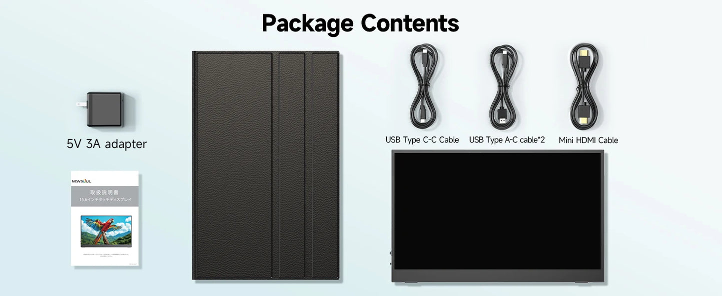UPERFECT Portable Monitor Touchscreen 15.6 Inch 1080P FHD 100% sRGB IPS Screen with VESA & Case MINI HDMI USB-C Ultra-Thin Travel Second Screen for Laptop MacBook Surface PC Xbox PS4/5