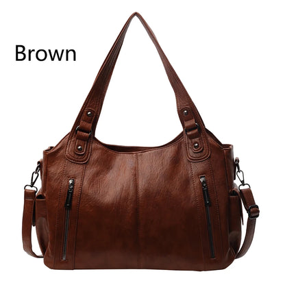 New Large Capacity Soft Leather Women's Handbag Fashion Trend Designer Women Shoulder Bag Simple Retro Female Travel Bags Sac
