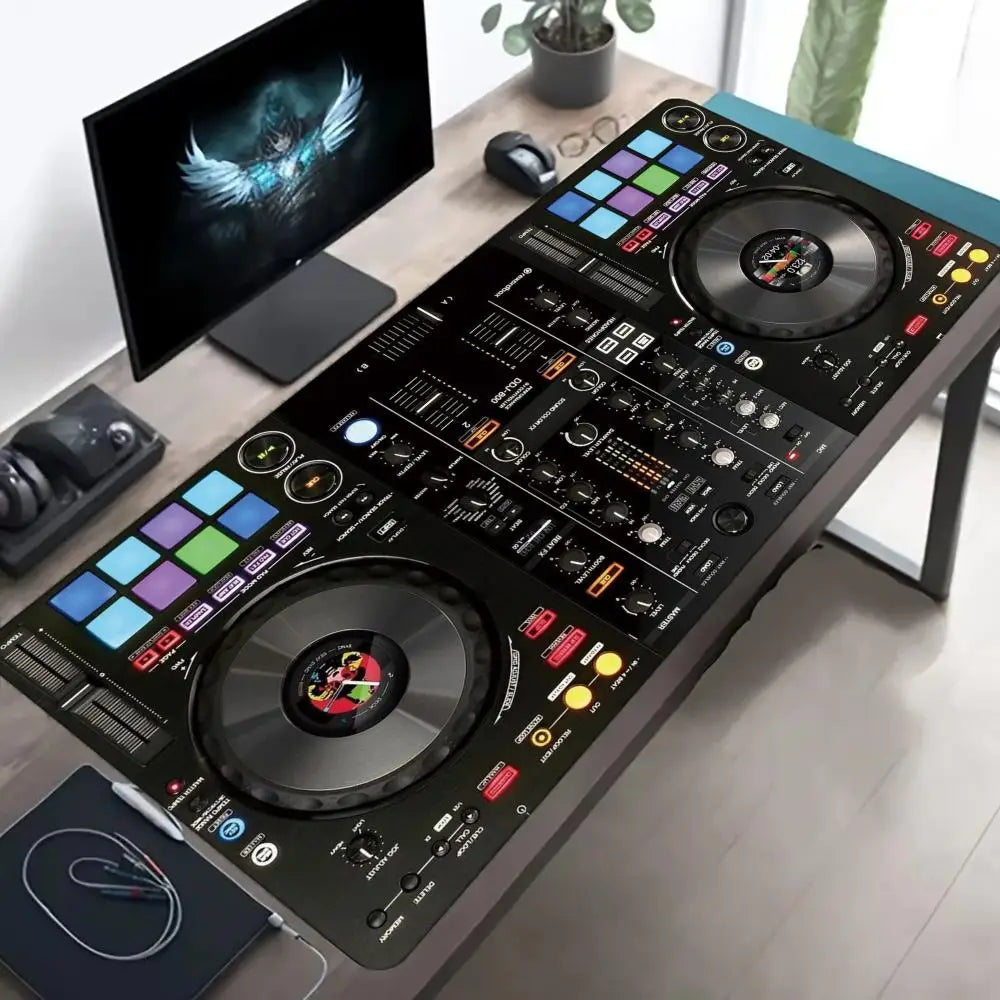 DJ Turntable Mixer Controller Music Pattern Print MousePad Large Gaming Mousepads Non-slip Laptop Tablet Mat PC Soft Pad Playmat