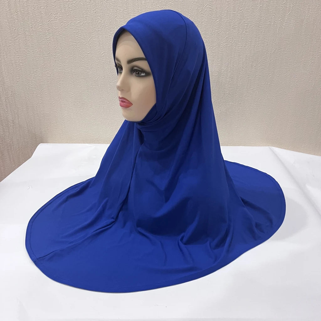 H124 Adults high quality big size muslim hijab scarf with chin part islamic headscarf hats armia pull on headwrap turban caps