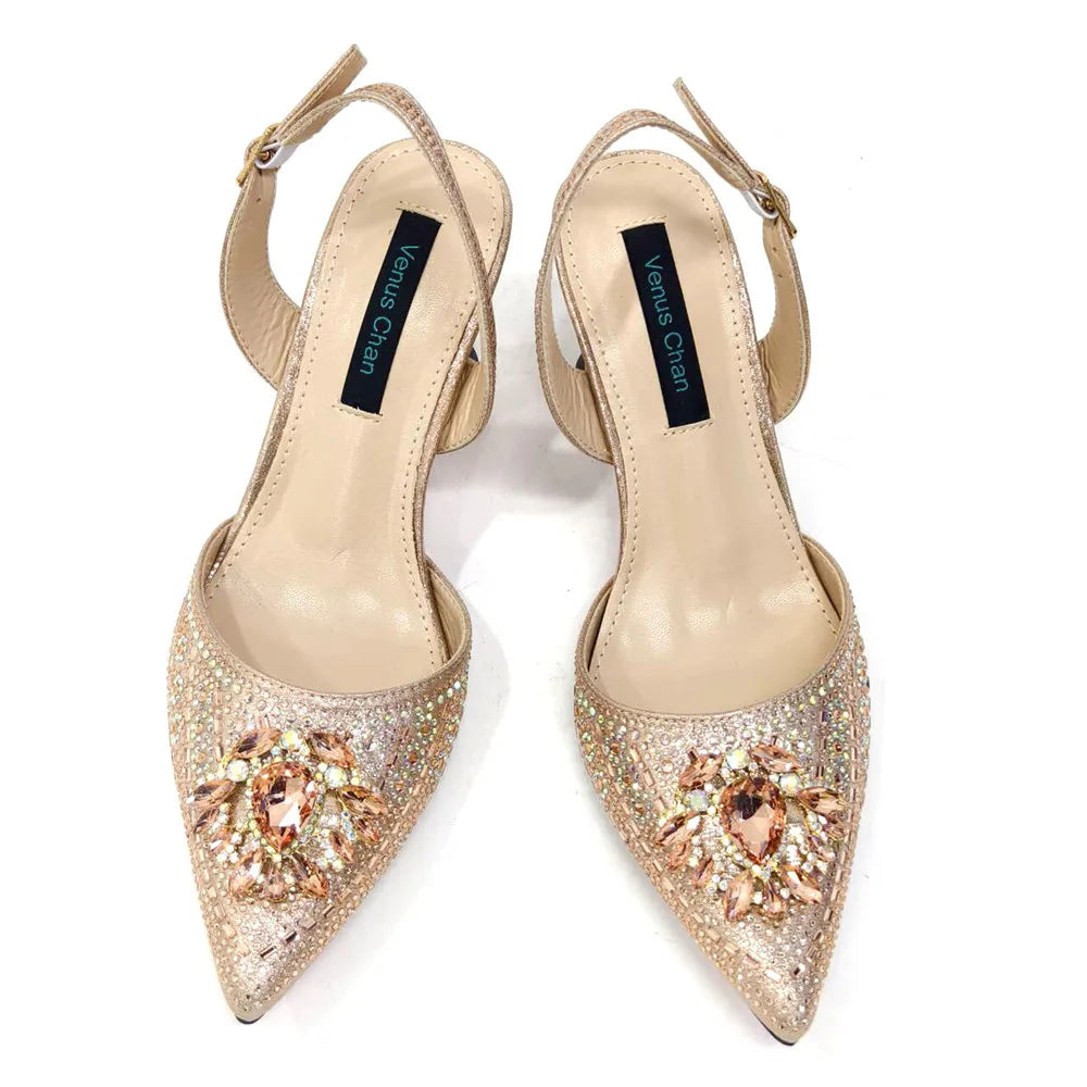 New Fashion Women's Summer Elegant High Heels Women's Sandals Luxury Wedding Italian Women's Party Shoes All Diamond