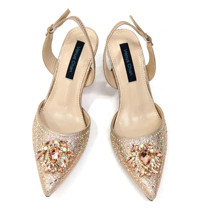 New Fashion Women's Summer Elegant High Heels Women's Sandals Luxury Wedding Italian Women's Party Shoes All Diamond