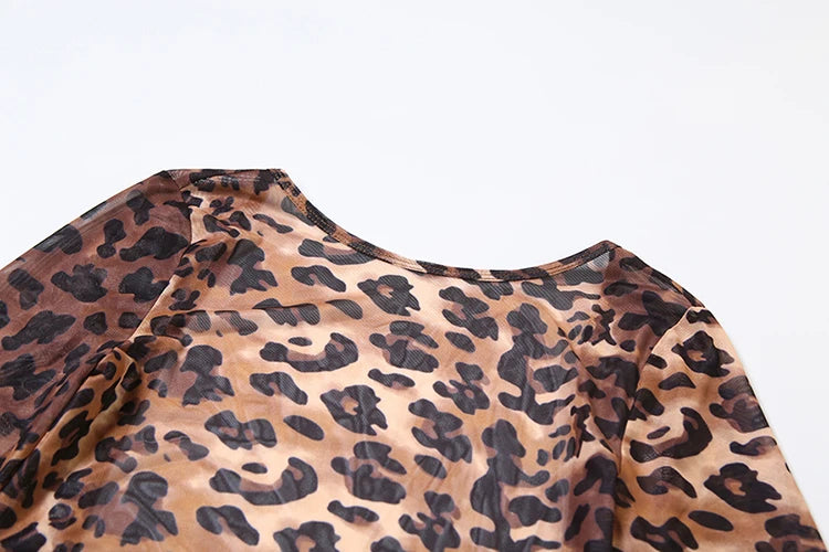Weird Puss Sexy Backless Romper Women Leopard Print Spring Trend O-Neck Full Sleeve Skinny Stretch Hottie Wild Midnight Clubwear