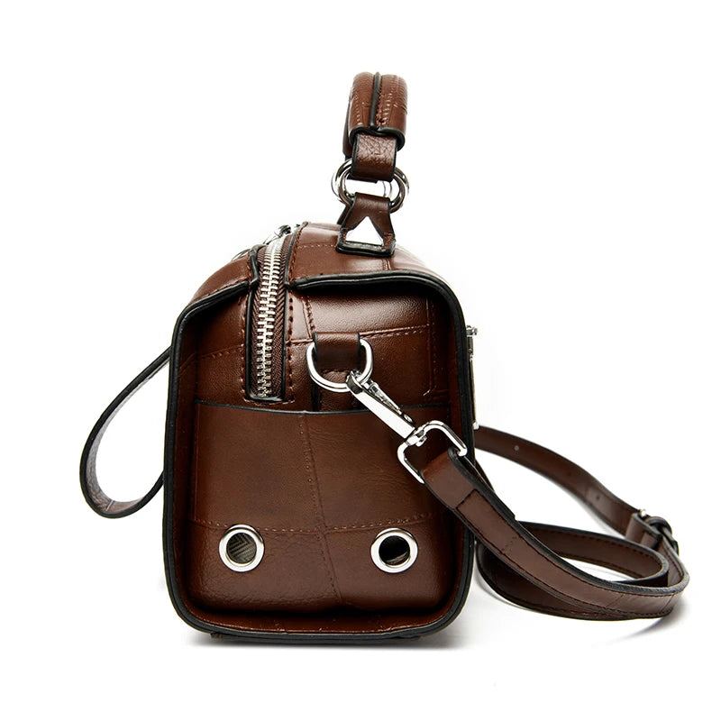 New Fashion Crossbody Bags Women's Genuine Leather Bag Simple Tote Bag Vintage Boston Handbag Luxury Design Female Shoulder Bags