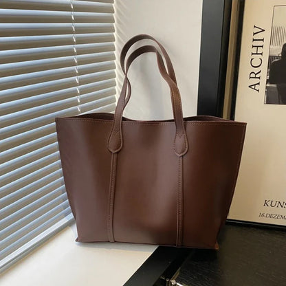 Retro Faux Leather Shoulder Bag, Large Capacity Office Commuter Handbag,Top Handle Purse Durable Work Laptop Tote Bags for Women