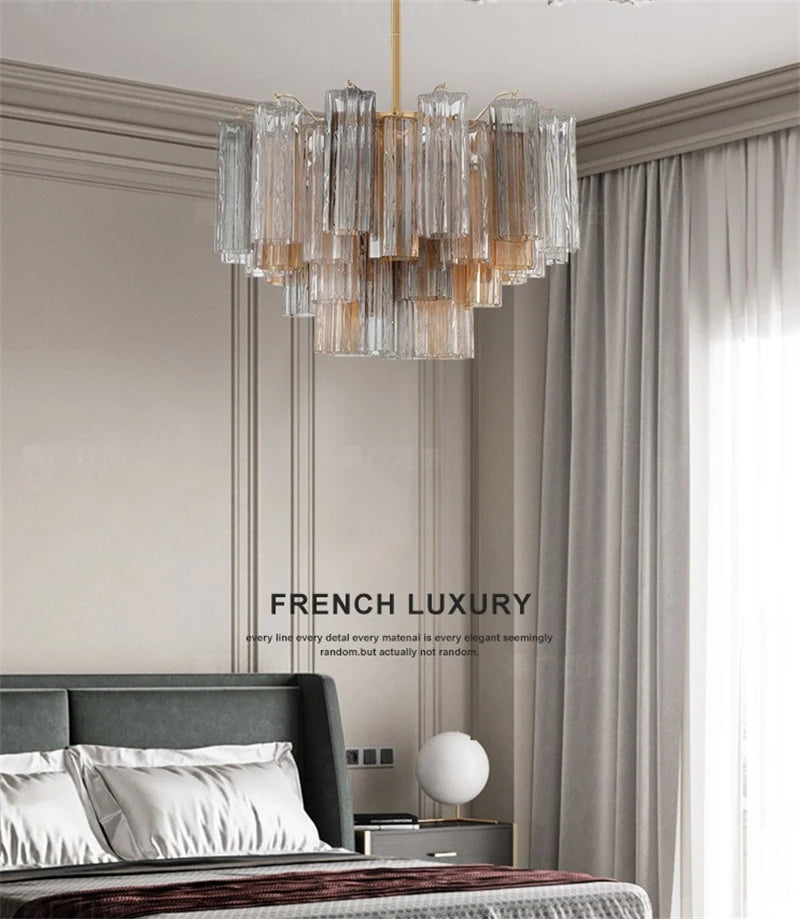 French Style Artistic Chandelier Medieval Colored Glass Retro Lighting for Living Room Dining Room Bedroom Villa Staircase Home