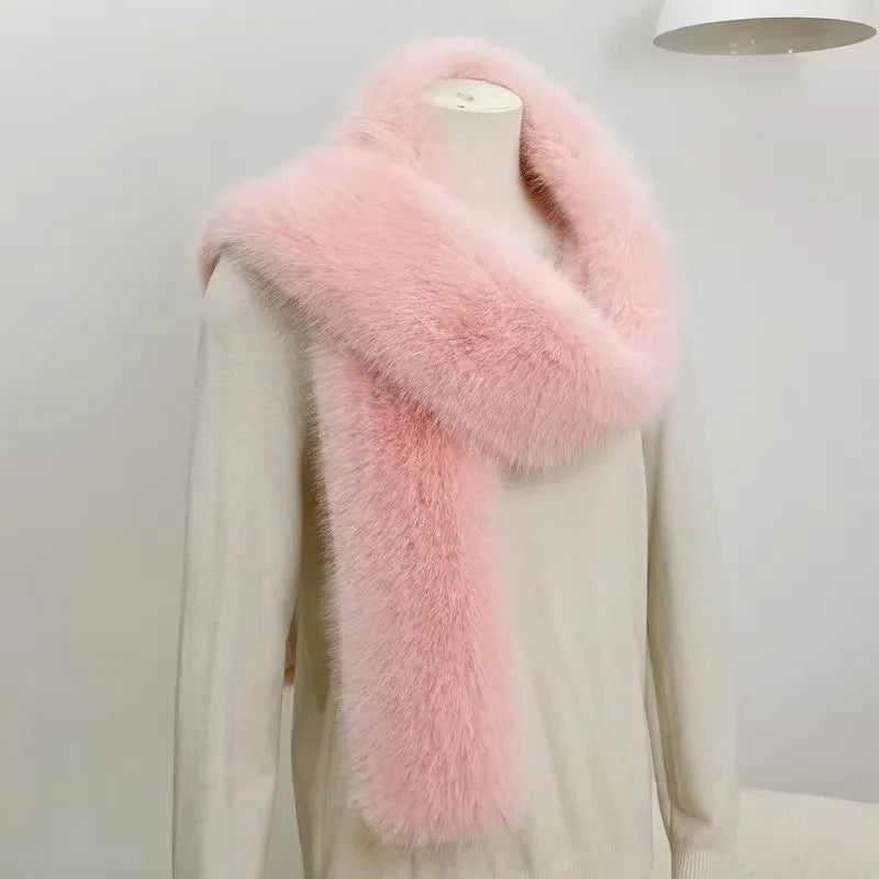 2025 New Winter Imitation Mink Fur Scarfs Women Warm Fluffy Faux Fur Wrap Korea Fashion VersatileLong Scarf Wholesale