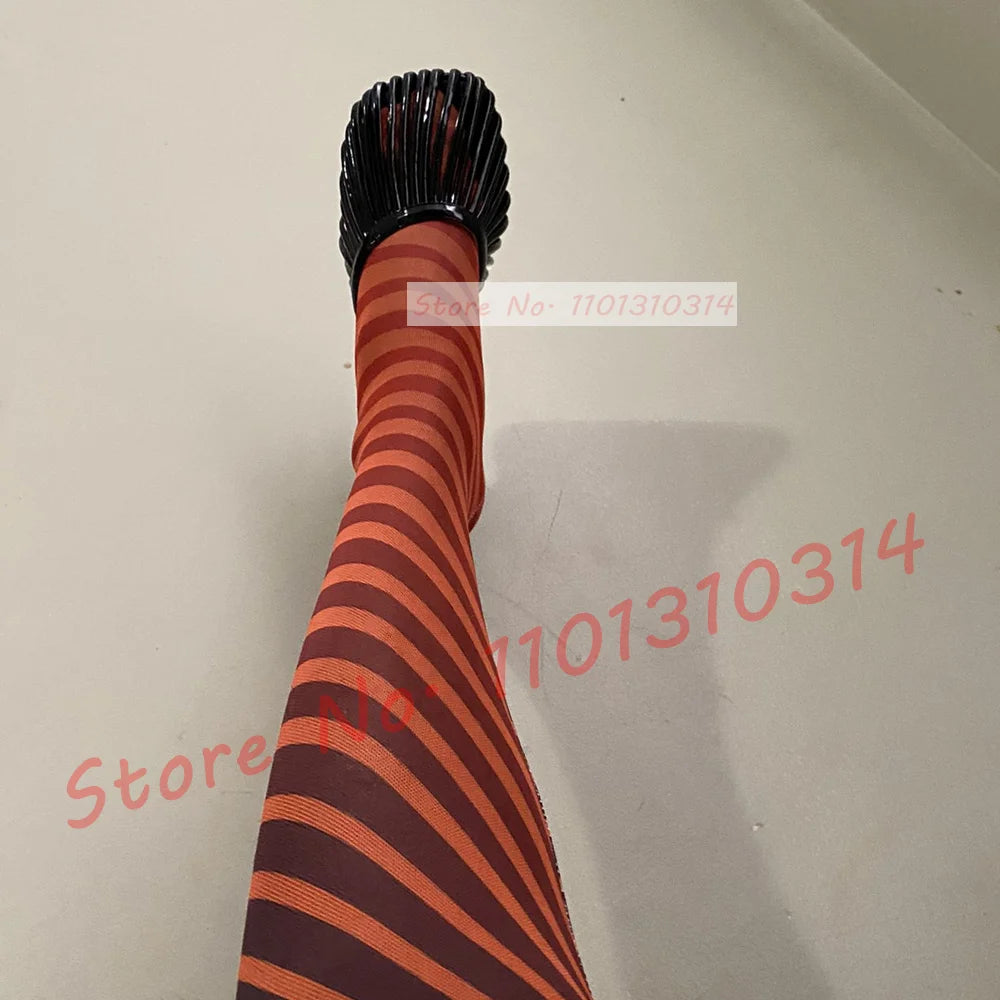 Cage Round Toe Metallic Mules Women New In Sexy Luxury High Heel Shoes Female Thin Strap 2023 Summer Elegant Chic Solid Slippers
