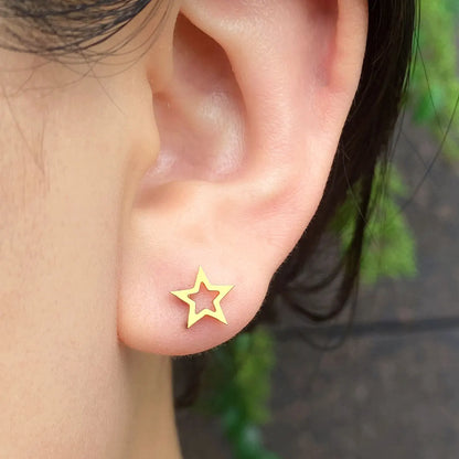 Minimalist Stainless Steel Earings Mini Heart Star Geometric Stud Earrings For Women Cute Cat Dog Flower Leaf Earrings Jewelry