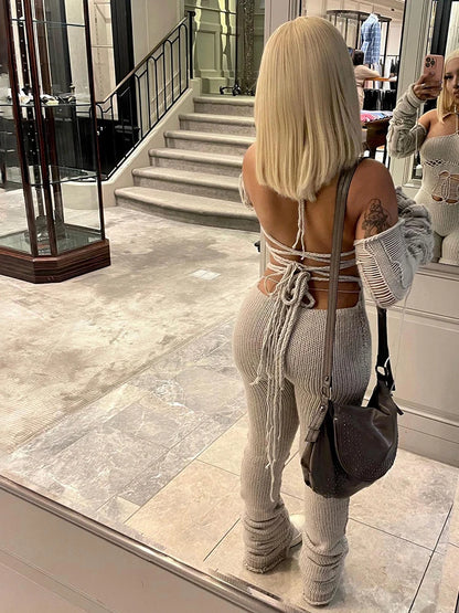 Sisterlinda Fashion Trend Y2K Jumpsuits Women Patchwork Sleeve Bandage Stretch Hipster One Piece Overalls Female Streetwear 2023