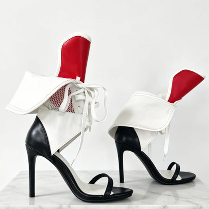 New Trend Luxury Leather Women Summer Peep Toe Sandals Sexy Stilettos Heels Shoes Indoor Ballroom Dance Cool Boots 44