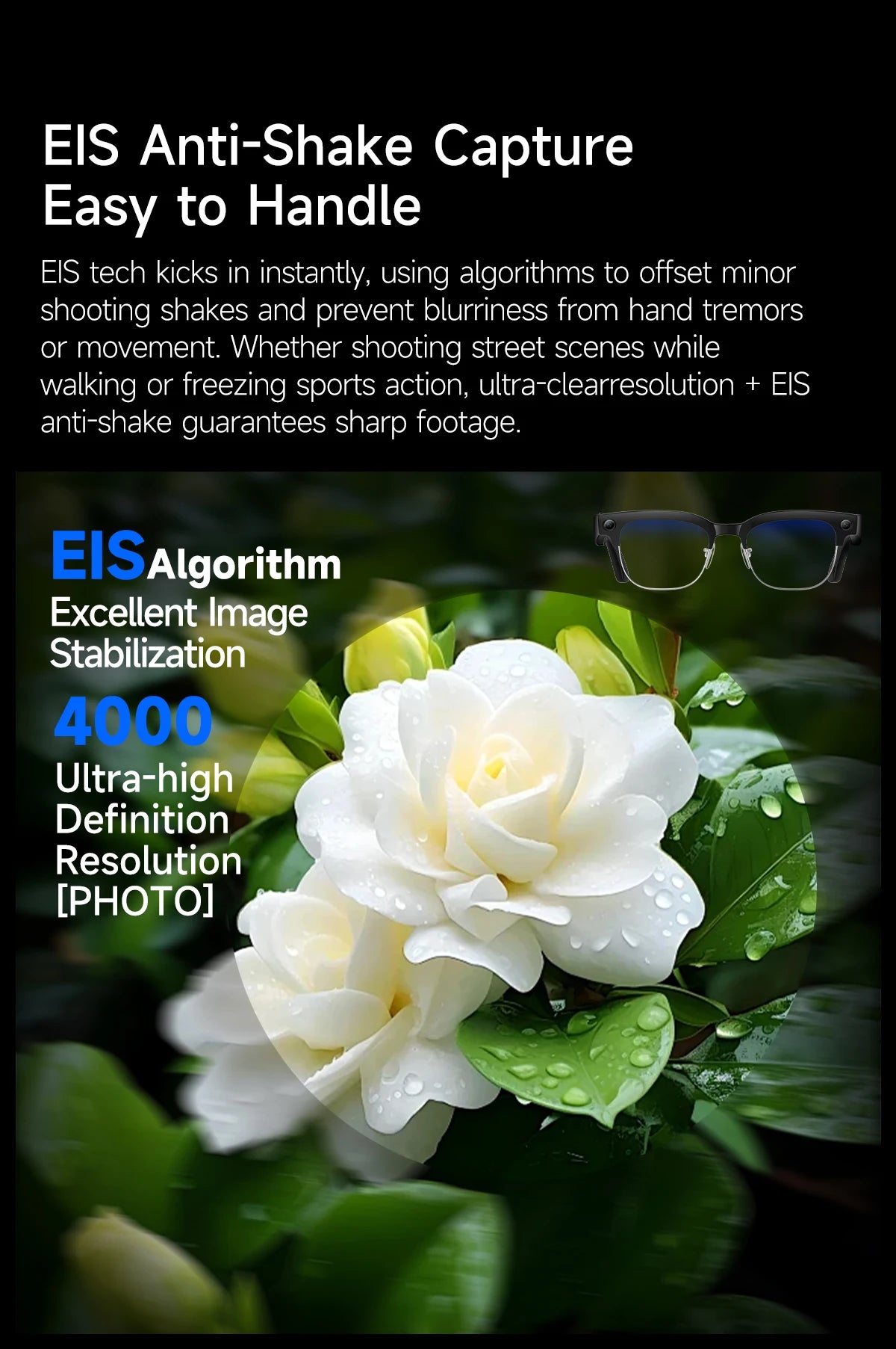 2026 New Smart AI Glasses AI Intelligent Translation 4K Ultra HD 8MP HD Camera AI Voice Wake-up Photo Recording AI Smart Glasses