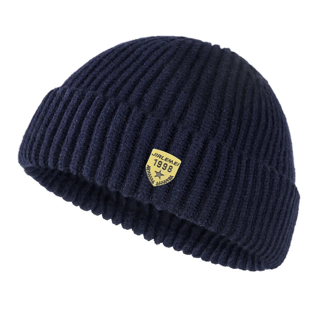 Knitted Hats for Men Women Roll Up Edge Skull Melon Cap Winter Spring Solid Warm Landlord Casual Hip Hop Beanie Hat