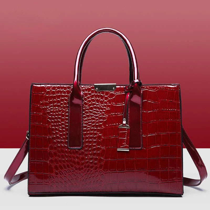 Patent Leather Women Messenger Bags Crocodile Female Crossbody Shoulder Hand Bags for Women High Quality Ladies Handbags