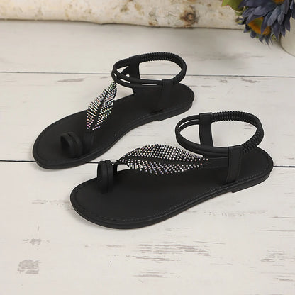 2026 New Women Sandals Fashion Rhinestone Decoration Sandals Simple Comfortable Casual Woman Shoes Designer Lightweight Shoes