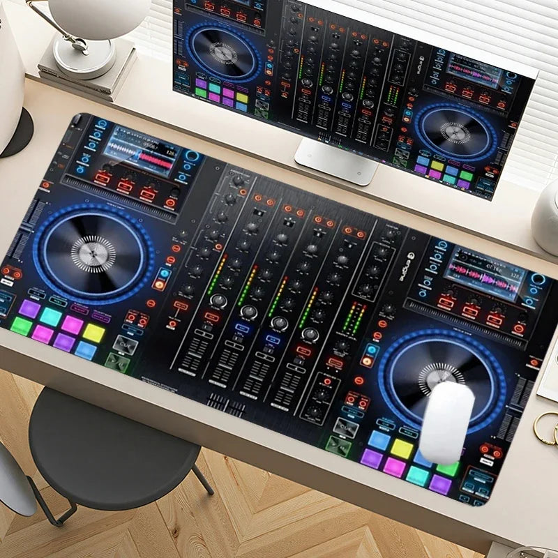 DJ Controller Mouse Pad Large Desk Accessories Desk Pad Rubber Base with Stitched Edge Mousepad Non-Slip Mousepad for Office