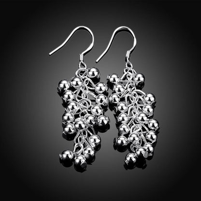 Hot Silver color Creative grape beads drop earrings for Woman Fashion party fine Gifts elegant noble Jewelry