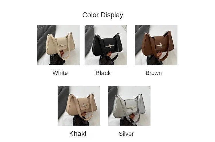 Silver Shoulder Bags for Women 2024 Classic Y2K Small Purse Glossy PU Leather Luxury Brand Female Underarm Handbags Daily Bag