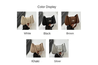 Silver Shoulder Bags for Women 2024 Classic Y2K Small Purse Glossy PU Leather Luxury Brand Female Underarm Handbags Daily Bag