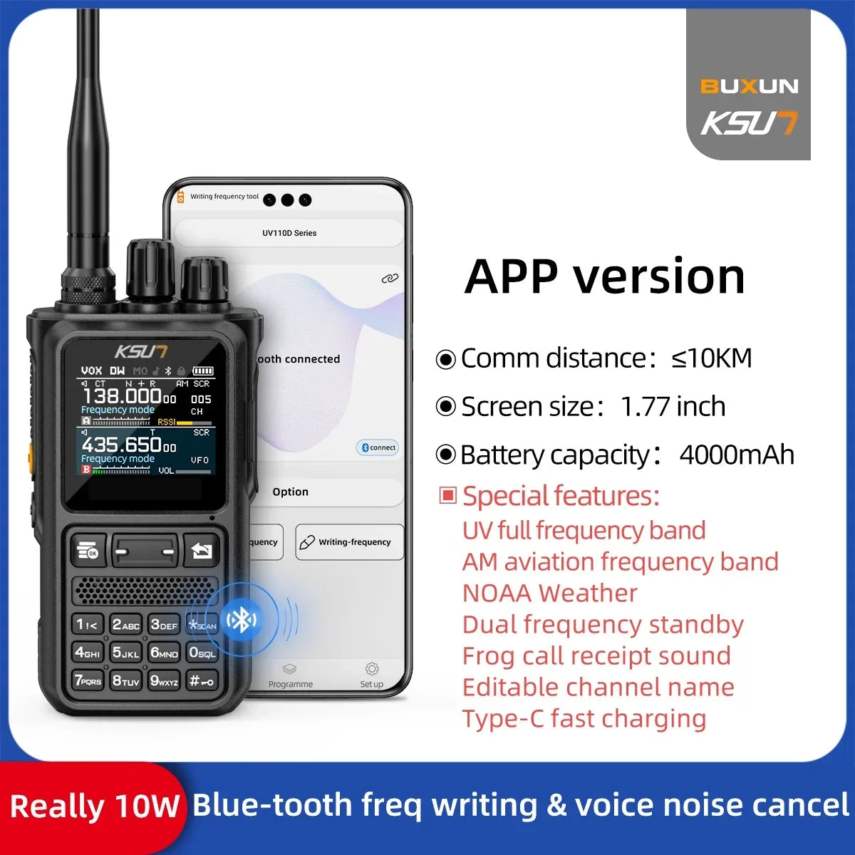 Walkie Talkie Long Range Portable Professional VHF UHF Radio Station AM FM Ham Communication Radio Walkie Talkie KSUN