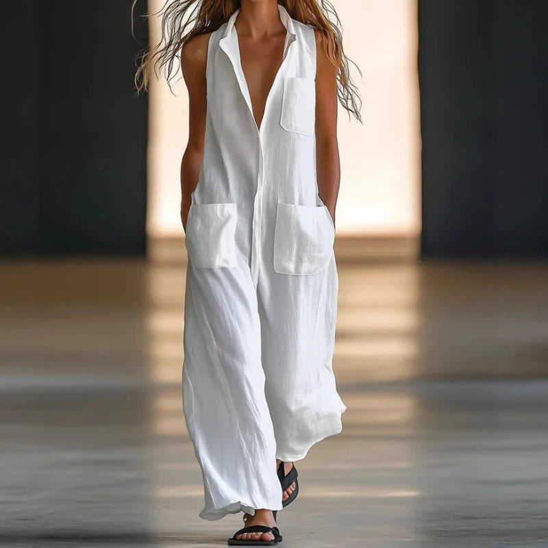 New Loose Casual Jumpsuits Women's Summer 2025 Fashion Low Waist Pocket Design Long Pants Romper Commute Overalls