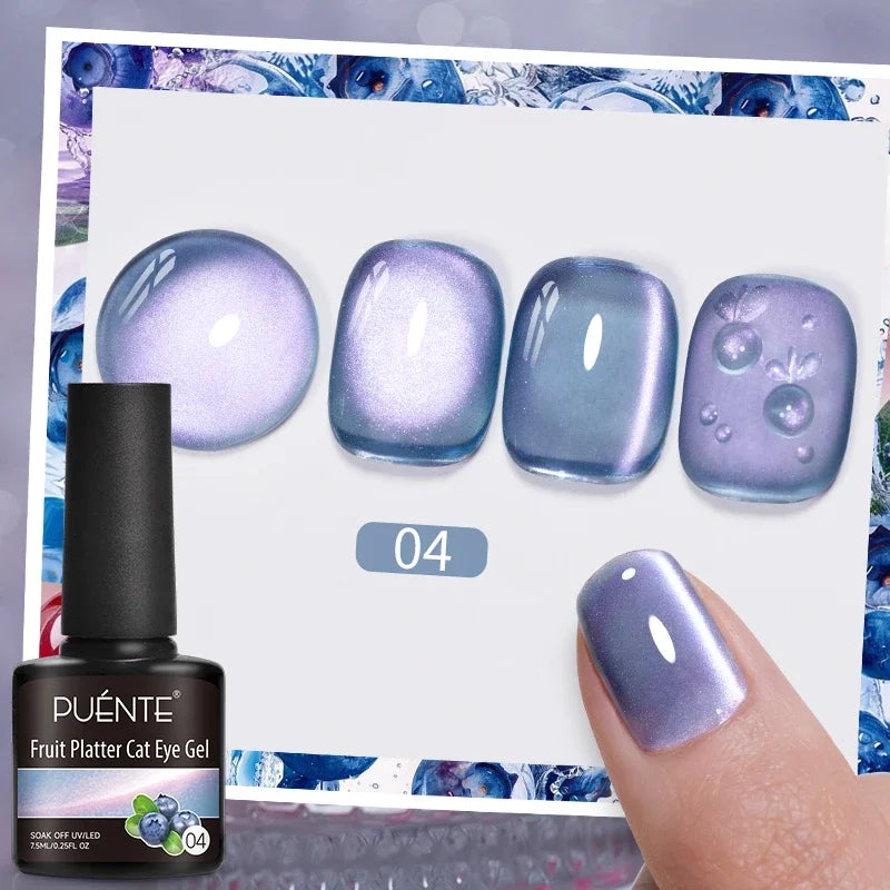 7.5ML Summer Fruit Series Cat Magnetic Gel Nail Polish Green Purple Pink Cat Eye Gel Soak Off UV Nail Art Varnish For Manicure